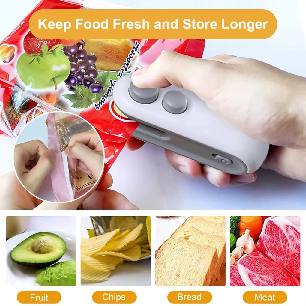 Portable 2-in-1 Mini Heat Sealer and Cutter for Storage Bags and Snacks, Rechargeable Handheld Food Sealing Device