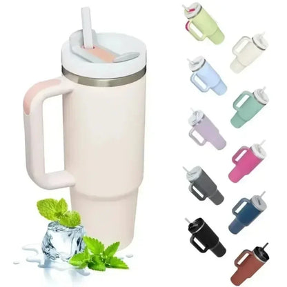 New Hot 40oz Insulated Tumbler acuum Cup 2.0 Thermal Mug for with Handle Straw Stainless Steel Hot and Cold Coffee Drinks