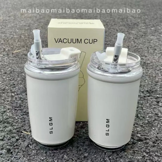 1PCS Tumbler Thermos Cup Milky White Coffee Mug Car Insulated Water Bottle Travel Stainless Steel Vacuum Flasks Drinking Kettle