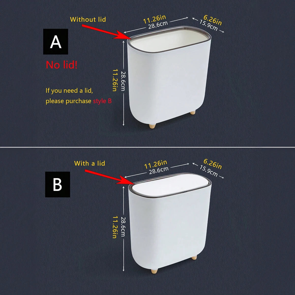 Narrow Shape Press Ring Trash Can with Lid for Bathroom Gap, Highlighting the Features of Garbage Classification