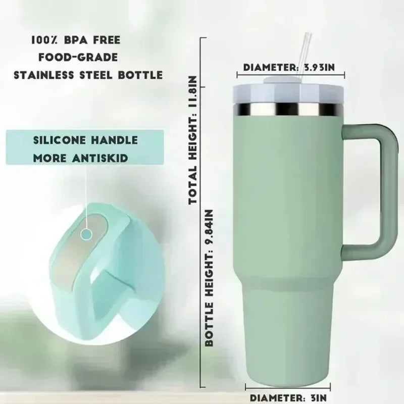 New Hot 40oz Insulated Tumbler acuum Cup 2.0 Thermal Mug for with Handle Straw Stainless Steel Hot and Cold Coffee Drinks