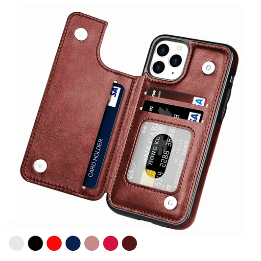 Luxury PU Leather Wallet Case For iPhone 15 14 13 12 11 Pro Max SE X XR XS Max 8 7 6 6S Plus Kickstand Card Holder Slots Cover