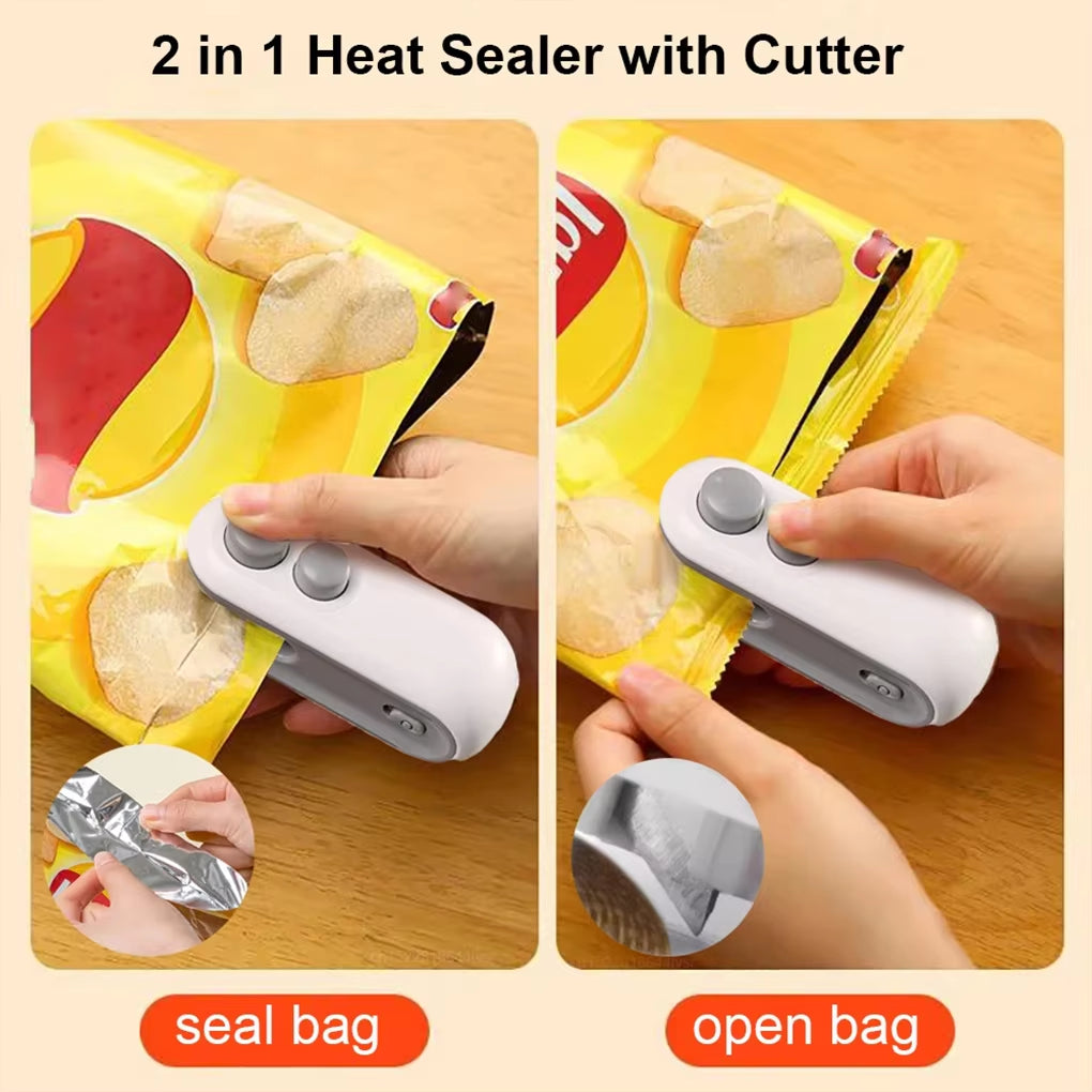 Portable 2-in-1 Mini Heat Sealer and Cutter for Storage Bags and Snacks, Rechargeable Handheld Food Sealing Device